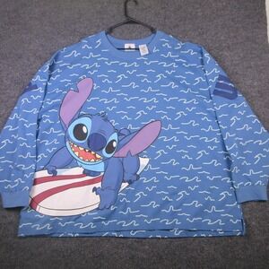 Disney Sweatshirt Womens 4XL Blue Stitch Walt Disney World Long Sleeve Pullover